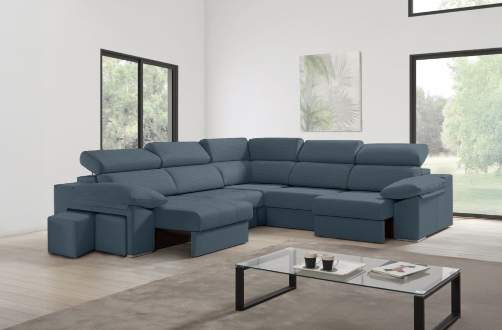 Sofá rinconera de tela Zafiro XL de HOME - principal