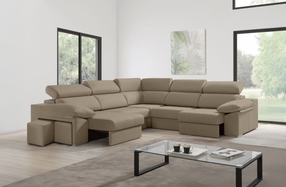 Sofá rinconera de tela Zafiro XL de HOME - principal