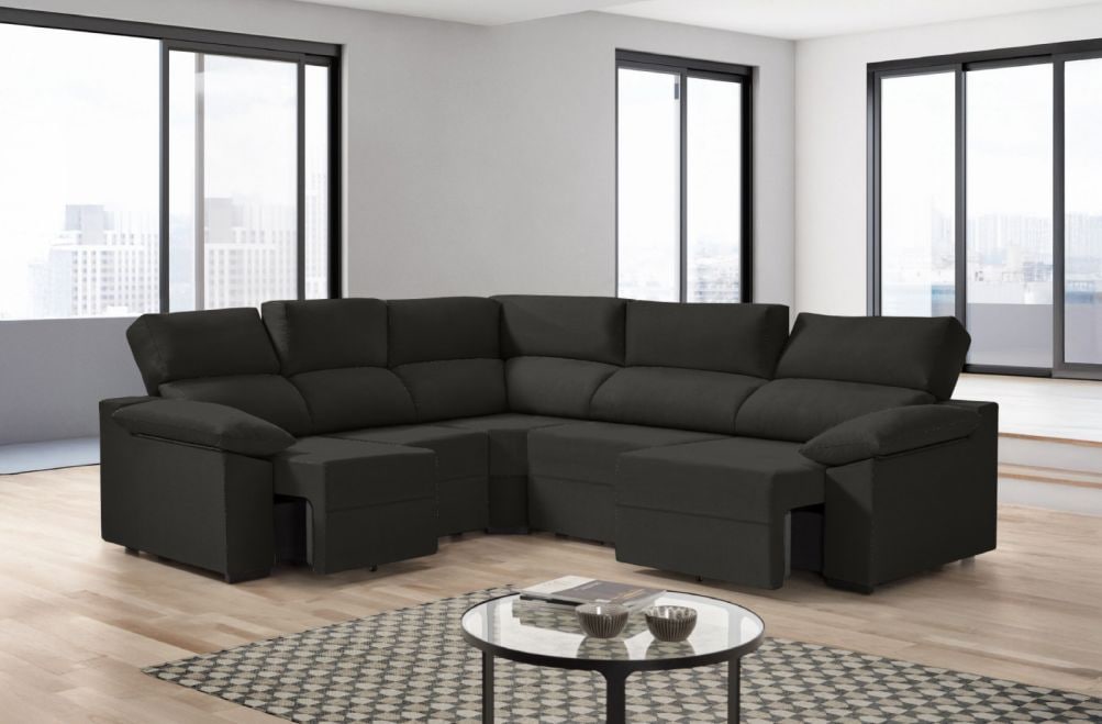 Sofá rinconera de tela Dener XL de HOME - principal