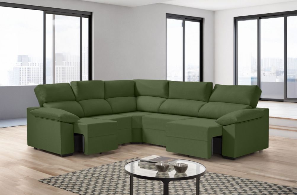 Sofá rinconera de tela Dener XL de HOME - principal