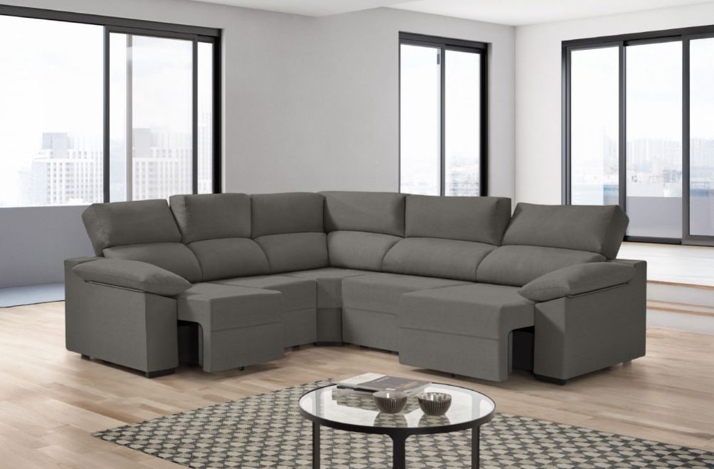 Sofá rinconera de tela Dener XL de HOME - principal