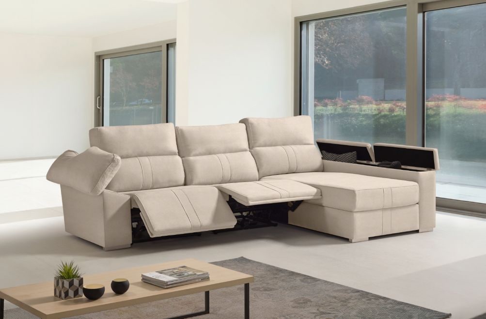 Sofá chaise longue relax de tela Coleman de HOME - principal