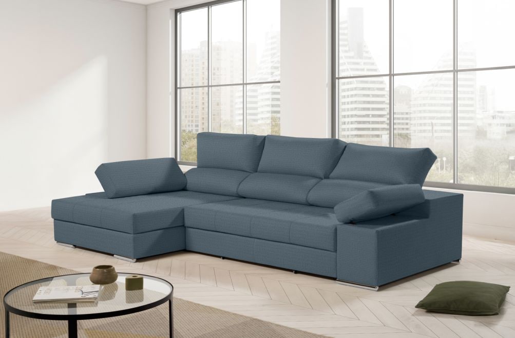 Sofá chaise longue de tela Amira de HOME - principal