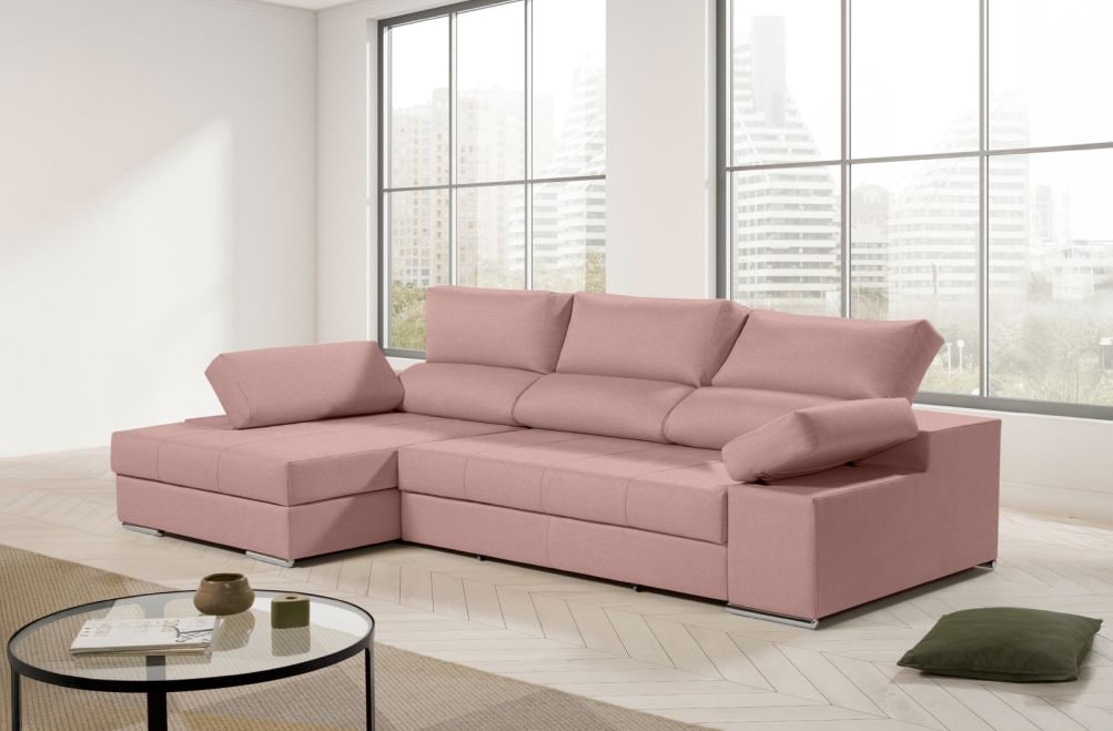 Sofá chaise longue de tela Amira de HOME - principal