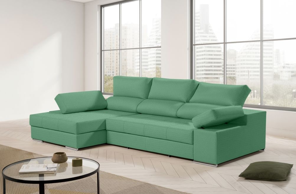 Sofá chaise longue de tela Amira de HOME - principal