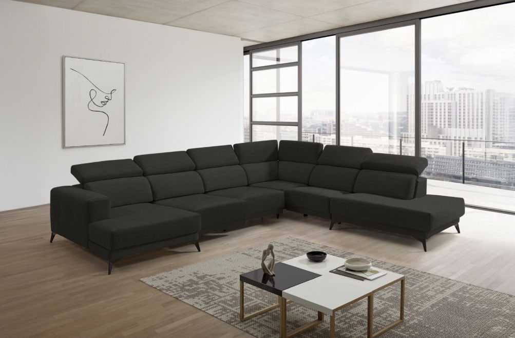 Sofá chaise longue terminal de tela Agnes de StyleKomfort - principal