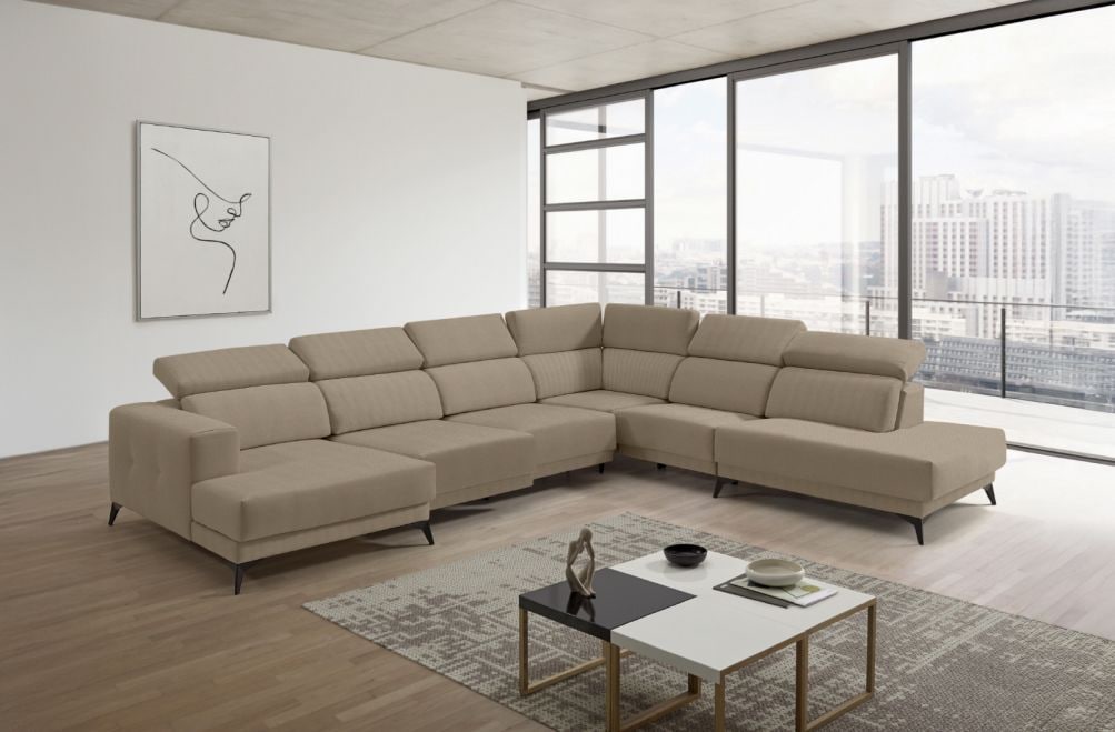 Sofá chaise longue terminal de tela Agnes de StyleKomfort - principal