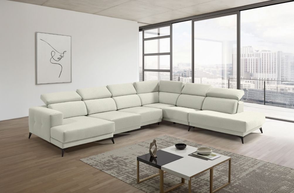 Sofá chaise longue terminal de tela Agnes de StyleKomfort - principal