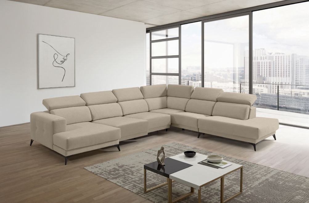 Sofá chaise longue terminal de tela Agnes de StyleKomfort - principal