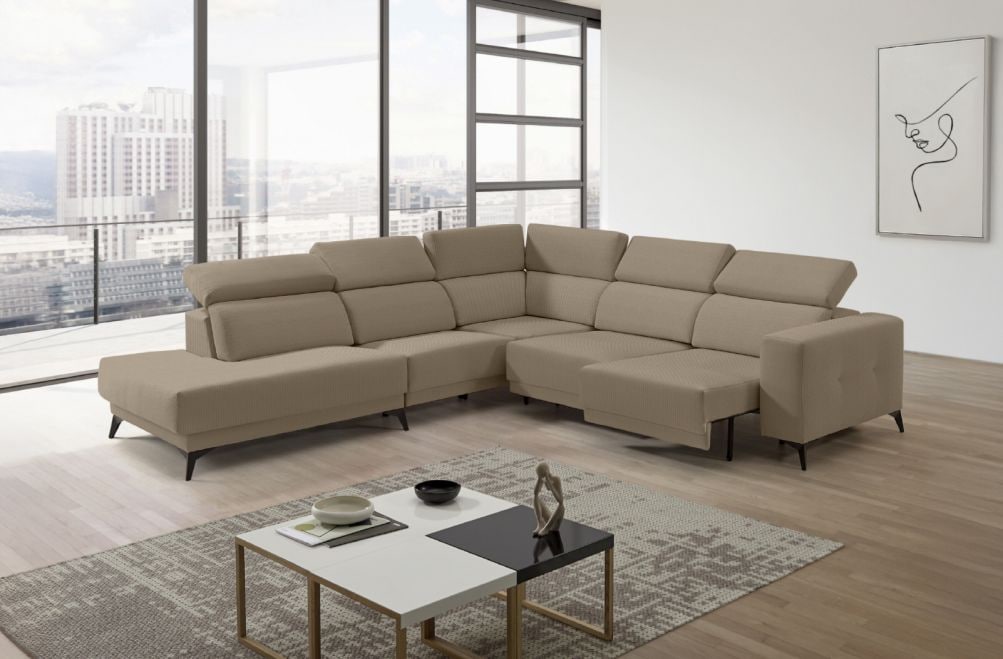 Sofá rinconera terminal de tela Agnes de StyleKomfort - principal