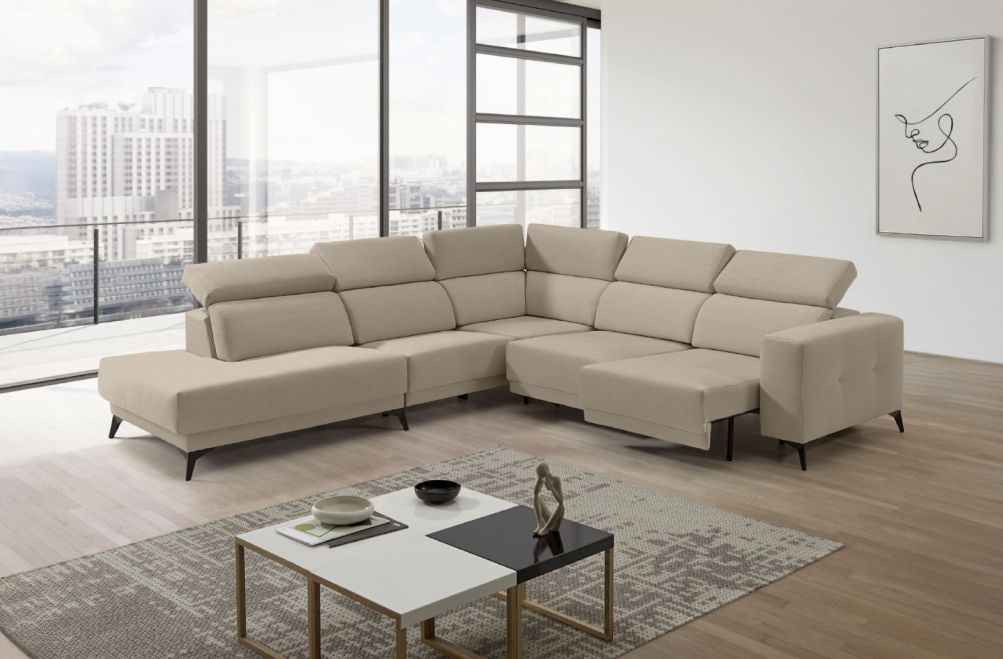 Sofá rinconera terminal de tela Agnes de StyleKomfort - principal