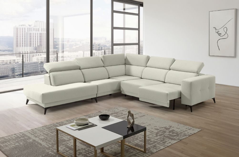 Sofá rinconera terminal de tela Agnes de StyleKomfort - principal